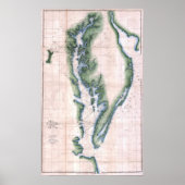 kaart Chesapeake Bay en Delaware Bay Poster (Voorkant)