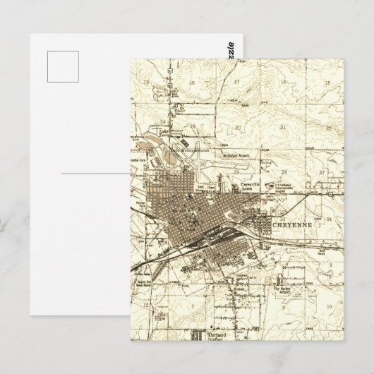 kaart Cheyenne Wyoming (Voorkant / Achterkant)