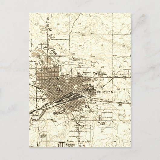 kaart Cheyenne Wyoming (Voorkant)