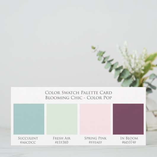 Kaart Chic Wedding Color Swatch (Staand voorkant)