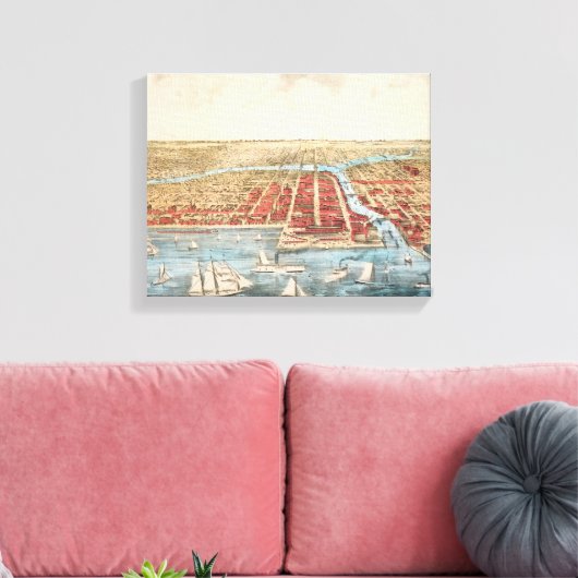 KAART: CHICAGO, c1857 Canvas Afdruk (Insitu (Woonkamer))