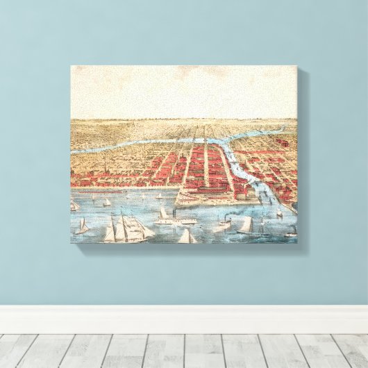 KAART: CHICAGO, c1857 Canvas Afdruk (Insitu (Houten vloer))