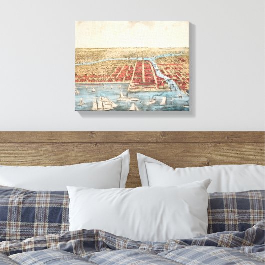 KAART: CHICAGO, c1857 Canvas Afdruk (Insitu (Slaapkamer))