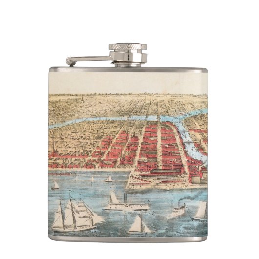 KAART: CHICAGO, c1857 Heupfles (Voorkant)