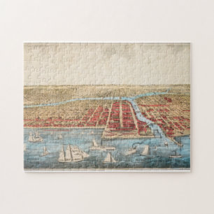 KAART: CHICAGO, c1857 Legpuzzel