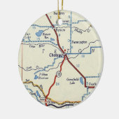 kaart Choteau Montana Keramisch Ornament (Links)
