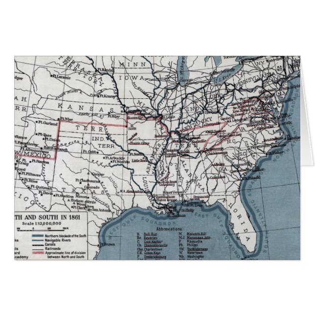KAART: CIVIL WAR, 1861 (Voorkant Horizontaal)