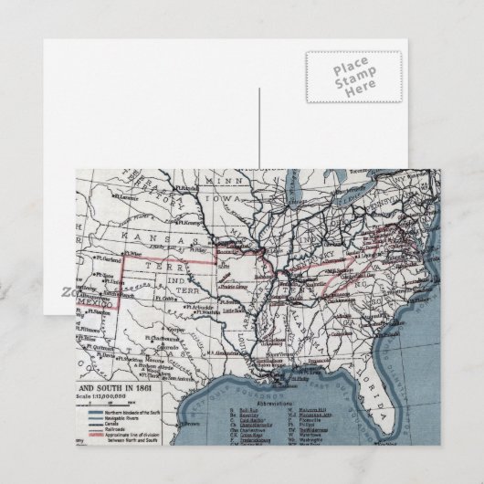 KAART: CIVIL WAR, 1861 BRIEFKAART (Voorkant / Achterkant)