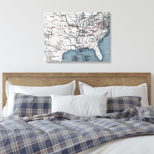 KAART: CIVIL WAR, 1861 CANVAS AFDRUK (Insitu (Slaapkamer))