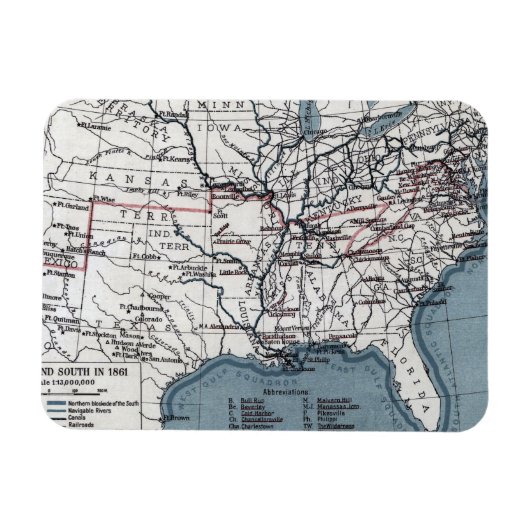 KAART: CIVIL WAR, 1861 MAGNEET (Horizontaal)