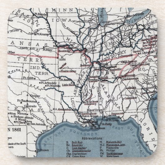 KAART: CIVIL WAR, 1861 ONDERZETTER (Voorkant)