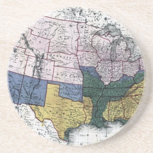 KAART: CIVIL WAR, 1864 ZANDSTEEN ONDERZETTER (Voorkant)