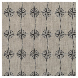 Kaart Compass Black Wave Pattern Nautical Coastal Stof