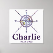 Kaart Compass Nursery Decor Personalized Canvas Afdruk (Voorkant)