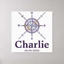 Kaart Compass Nursery Decor Personalized