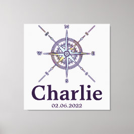 Kaart Compass Nursery Decor Personalized Canvas Afdruk