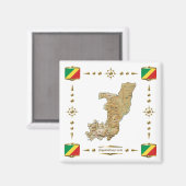 Kaart Congo-Brazzaville + Flags Magnet (Voorkant / Achterkant)