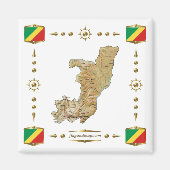 Kaart Congo-Brazzaville + Flags Magnet (Voorkant)