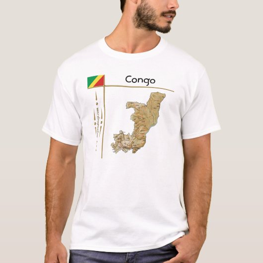 Kaart Congo-Brazzaville + Vlag + Titel T-Shirt (Voorkant)