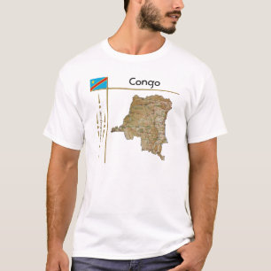 Kaart Congo-Kinshasa + vlag + titel T-shirt