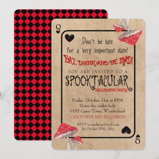 Kaart Crazy Mushrooms Halloween afspelen (Voorkant / Achterkant)