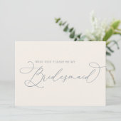 Kaart Cream & Dusty Blue Bridesmaid-voorstel (Staand voorkant)