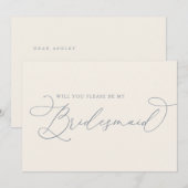 Kaart Cream & Dusty Blue Bridesmaid-voorstel (Voorkant / Achterkant)
