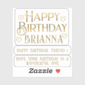 Kaart Creator Metallic Gold Birthday Berichten Sticker (Vel)