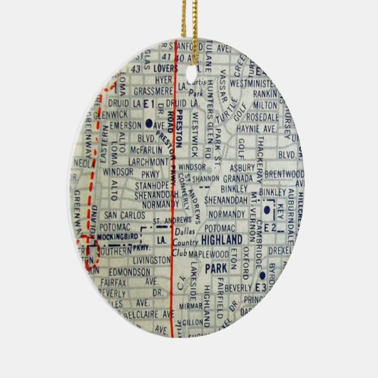  kaart Dallas Keramisch Ornament (Rechts)