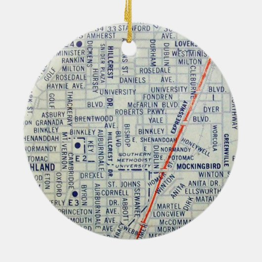  kaart Dallas Keramisch Ornament (Achterkant)