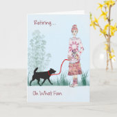 Kaart dame die haar hond rondloopt (Gele Bloem)