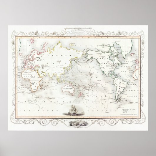 kaart, de reizen van kapitein James Cook Poster (Voorkant)