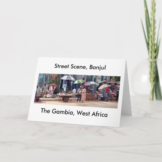 Kaart, de "Scène van de Straat, Banjul, Gambia, Kaart (Voorkant)