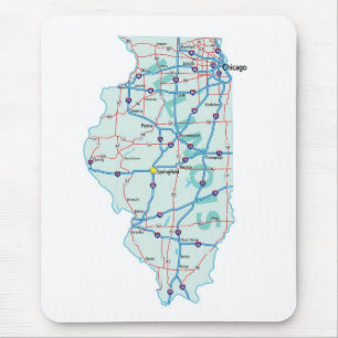 Kaart de Tusen staten Mousepad van Illinois Muismat