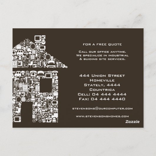 Kaart de van het Bedrijfs huis van het huis (Achterkant)