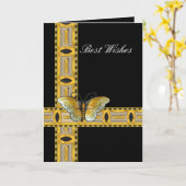 Kaart Deco Gold Butterfly Beste wensen op zaterdag (Gele Bloem)