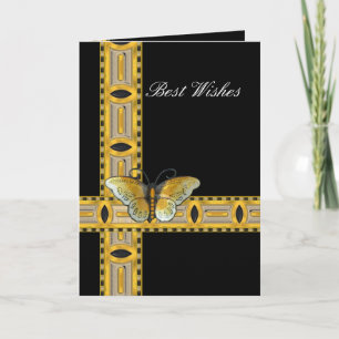 Kaart Deco Gold Butterfly Beste wensen op zaterdag