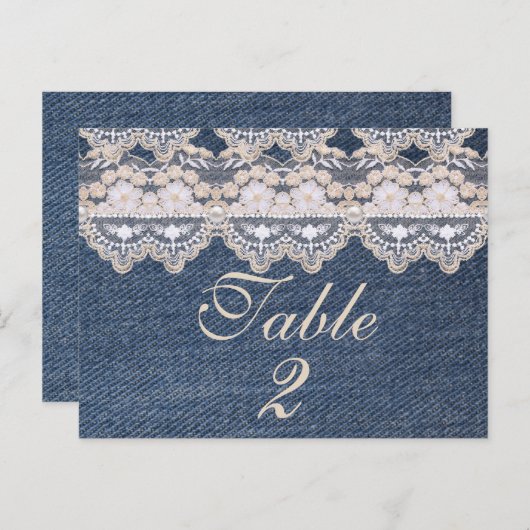 Kaart Denim- en Lace-tabelnummer (Voorkant / Achterkant)