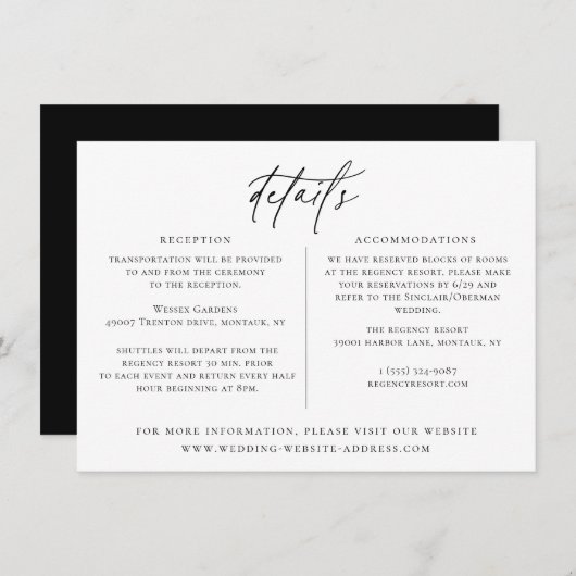 Kaart Details hedendaagse chic Wedding (Voorkant / Achterkant)