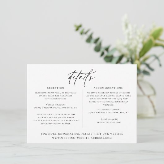Kaart Details hedendaagse chic Wedding (Staand voorkant)