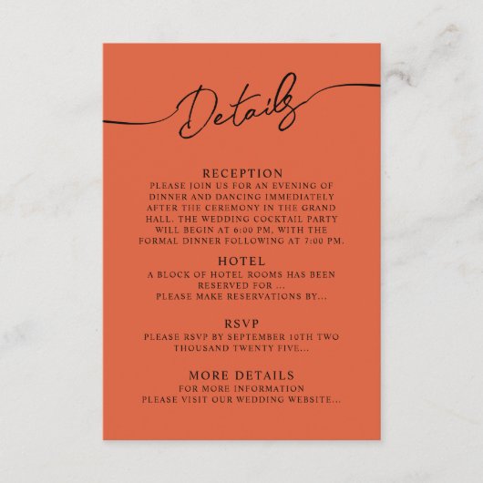 Kaart details voor Boho Wedding. (Voorkant)