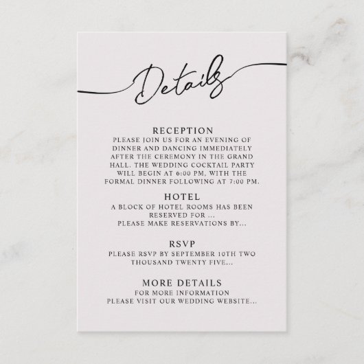 Kaart details voor Boho Wedding. (Voorkant)