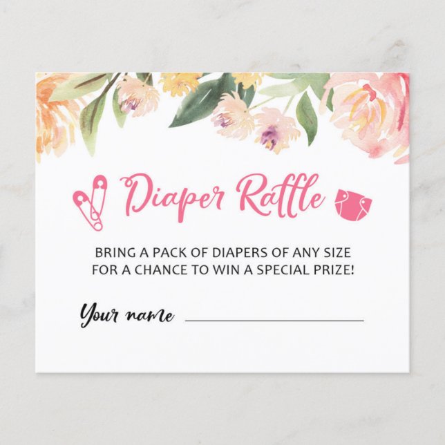 KAART Diaper Raffle Baby shower Party Game (Voorkant)