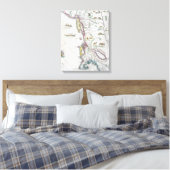Kaart die de oostkust afgeeft canvas afdruk (Insitu (Slaapkamer))