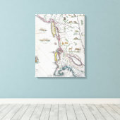 Kaart die de oostkust afgeeft canvas afdruk (Insitu (Houten vloer))