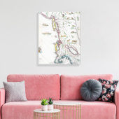 Kaart die de oostkust afgeeft canvas afdruk (Insitu (Woonkamer))