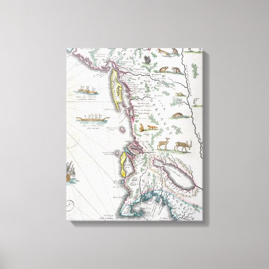 Kaart die de oostkust afgeeft canvas afdruk (Voorkant)