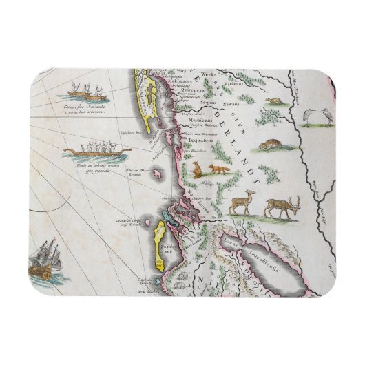 Kaart die de oostkust afgeeft magneet (Horizontaal)