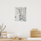 Kaart die de oostkust afgeeft poster (Keuken)