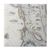 Kaart die de oostkust afgeeft tegeltje (Voorkant)